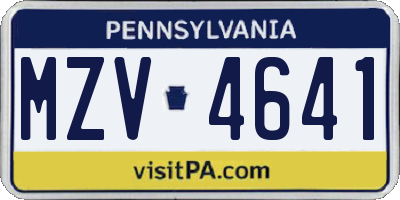 PA license plate MZV4641