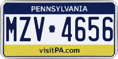 PA license plate MZV4656