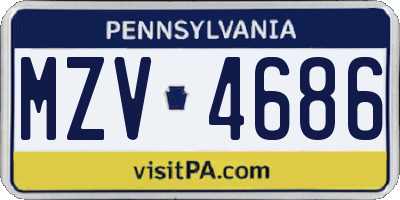 PA license plate MZV4686