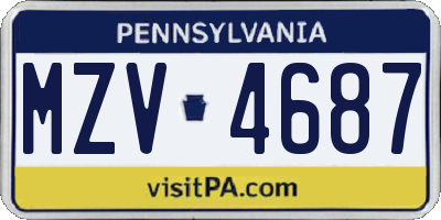 PA license plate MZV4687