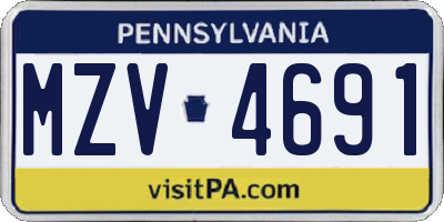 PA license plate MZV4691