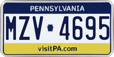 PA license plate MZV4695