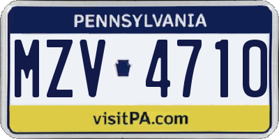 PA license plate MZV4710