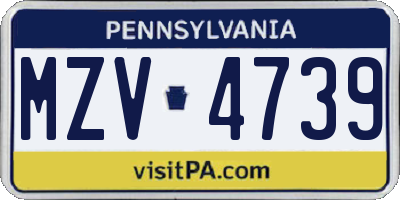 PA license plate MZV4739