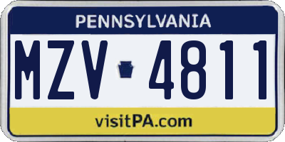 PA license plate MZV4811