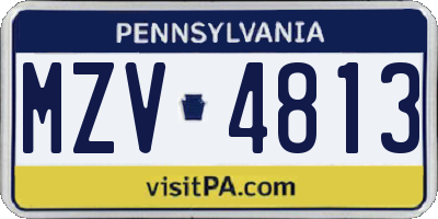PA license plate MZV4813