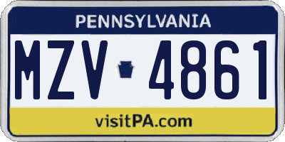 PA license plate MZV4861