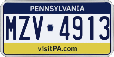 PA license plate MZV4913