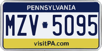 PA license plate MZV5095