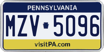 PA license plate MZV5096