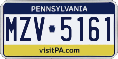 PA license plate MZV5161