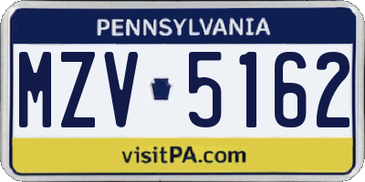 PA license plate MZV5162