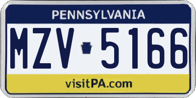 PA license plate MZV5166