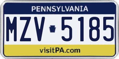 PA license plate MZV5185