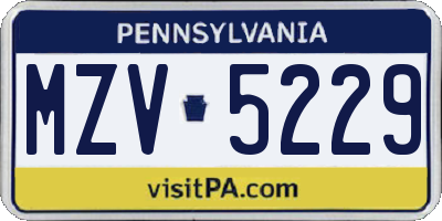 PA license plate MZV5229