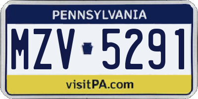 PA license plate MZV5291