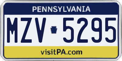 PA license plate MZV5295