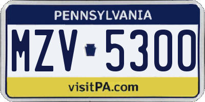 PA license plate MZV5300