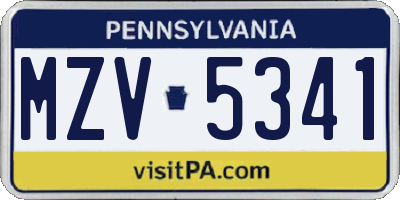 PA license plate MZV5341