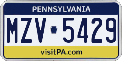 PA license plate MZV5429