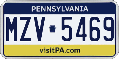 PA license plate MZV5469