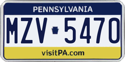 PA license plate MZV5470