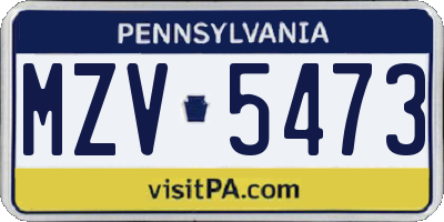 PA license plate MZV5473