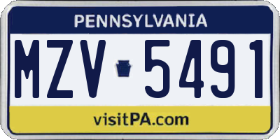 PA license plate MZV5491
