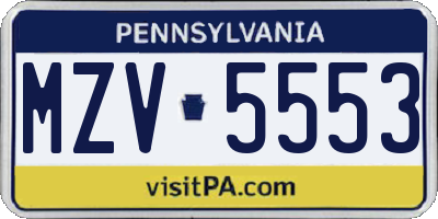 PA license plate MZV5553
