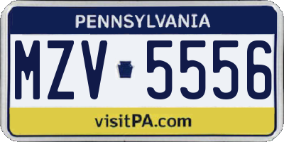 PA license plate MZV5556