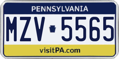 PA license plate MZV5565