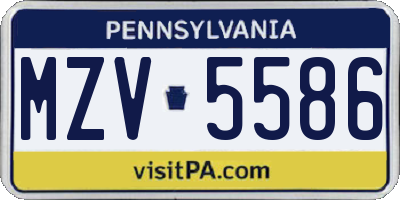 PA license plate MZV5586