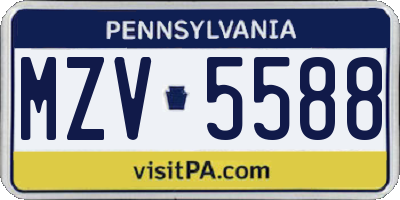 PA license plate MZV5588