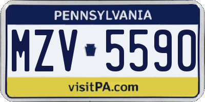 PA license plate MZV5590