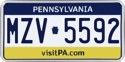 PA license plate MZV5592