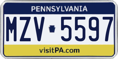PA license plate MZV5597