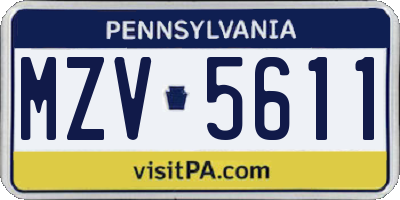 PA license plate MZV5611