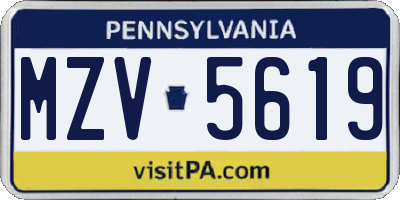 PA license plate MZV5619
