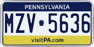PA license plate MZV5636
