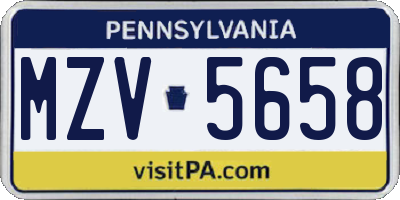 PA license plate MZV5658