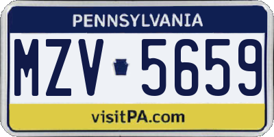 PA license plate MZV5659