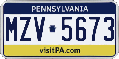 PA license plate MZV5673