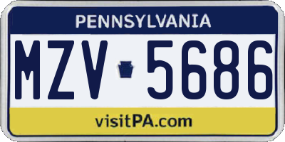 PA license plate MZV5686