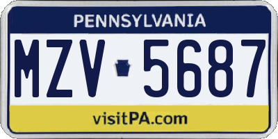 PA license plate MZV5687