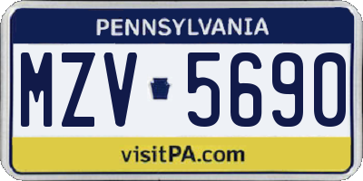 PA license plate MZV5690