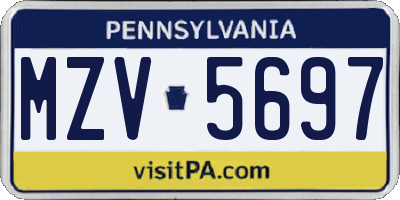PA license plate MZV5697