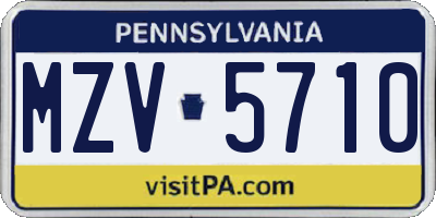PA license plate MZV5710
