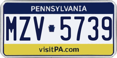 PA license plate MZV5739