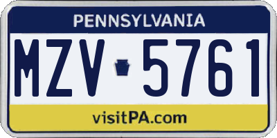 PA license plate MZV5761