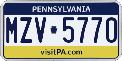 PA license plate MZV5770